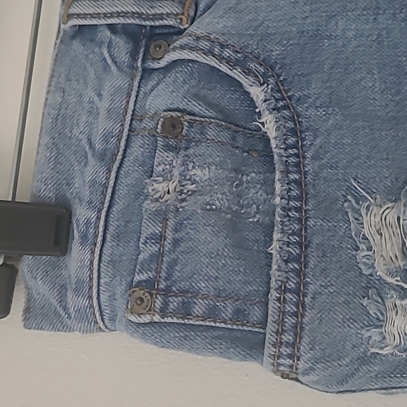 All Saints Kate High Waist Distressed Cut Off Patch Denim Shorts Size 26 - Picture 6 of 14